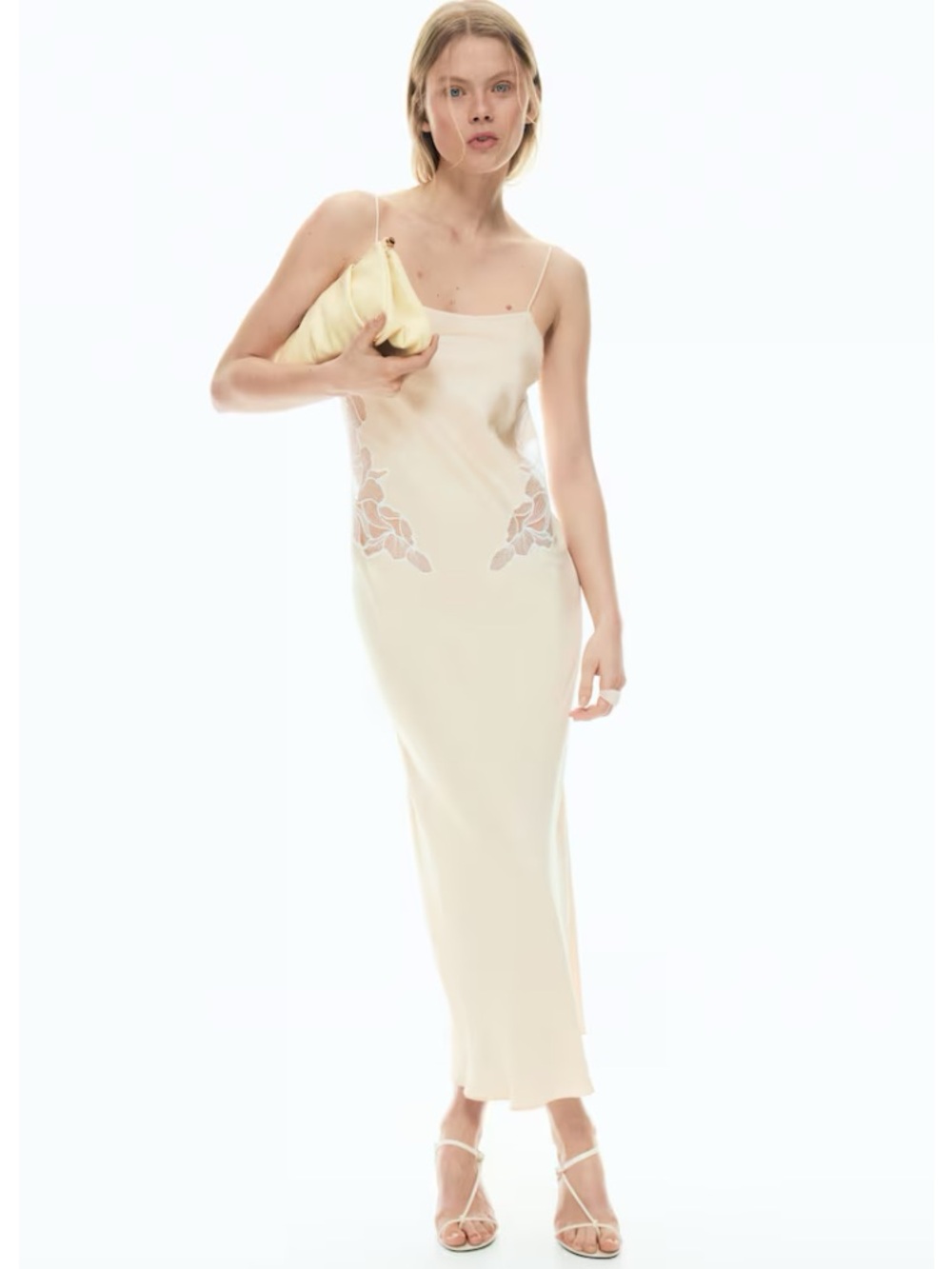 H&M Lace Detail Satin Dress with Scarf - size M - NWT